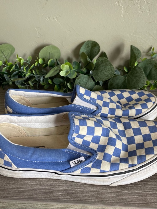 Vans Other - Vans Blue Checkerboard Vans Slip On Shoes Men 9 Women’s 10.5